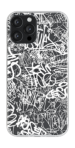  Прозорий силіконовий чохол "Біле графіті на чорному фоні" для Iphone 12 Pro