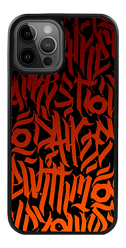 Силіконовий чохол "Оранжеві ієрогліфи на чорному фоні" для Iphone 12 Pro