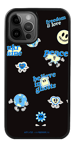  Силіконовий чохол "Стікери (голубі)" для Iphone 12 Pro