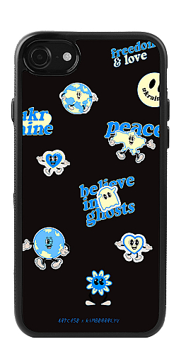  Силіконовий чохол "Стікери (голубі)" для Iphone 7-8